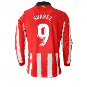 Billige Atletico Madrid Luis Suárez 9 Hjemmebanetrøje 2020 21 - Fodboldtrøjer(L/S)