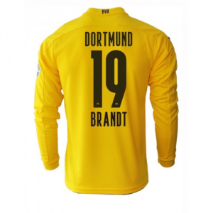 Billige BVB Borussia Dortmund Julian Brandt 19 Hjemmebanetrøje 2020 21 - Fodboldtrøjer(L/S)