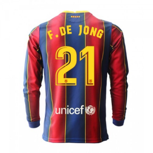 Billige FC Barcelona Frenkie De Jong 21 Hjemmebanetrøje 2020 21 - Fodboldtrøjer(L/S)