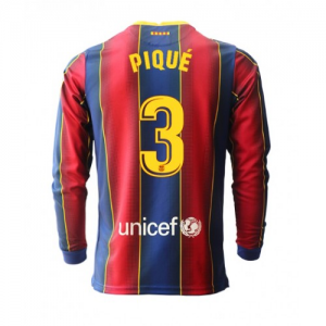 Billige FC Barcelona Gerard Pique 3 Hjemmebanetrøje 2020 21 - Fodboldtrøjer(L/S)