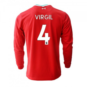 Billige Liverpool Virgil van Dijk 4 Hjemmebanetrøje 2020 21 - Fodboldtrøjer(L/S)