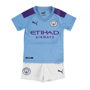 Billige Manchester City Børn HjemmebaneSæt 2019 20- Fodboldtrøjer(S/S)