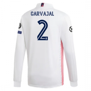 Billige Real Madrid Dani Carvajal 2 Hjemmebanetrøje 2020 21 - Fodboldtrøjer(L/S)