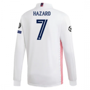 Billige Real Madrid Eden Hazard 7 Hjemmebanetrøje 2020 21 - Fodboldtrøjer(L/S)