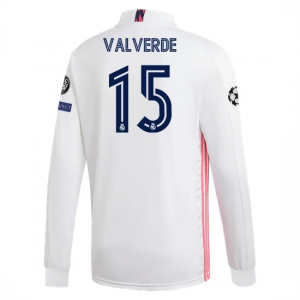 Billige Real Madrid Federico Valverde 15 Hjemmebanetrøje 2020 21 - Fodboldtrøjer(L/S)