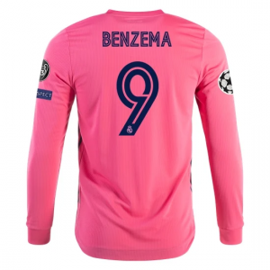 Billige Real Madrid Karim Benzema 9 Udebanetrøje 2020 21 - Fodboldtrøjer(L/S)