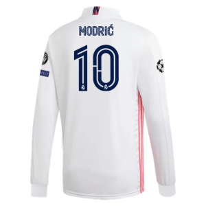 Billige Real Madrid Luka Modric 10 Hjemmebanetrøje 2020 21 - Fodboldtrøjer(L/S)
