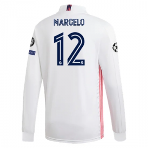 Billige Real Madrid Marcelo 12 Hjemmebanetrøje 2020 21 - Fodboldtrøjer(L/S)